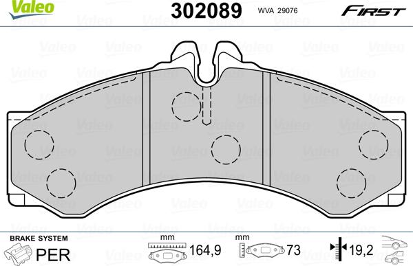 Valeo 302089 - Stabdžių trinkelių rinkinys, diskinis stabdys autoreka.lt