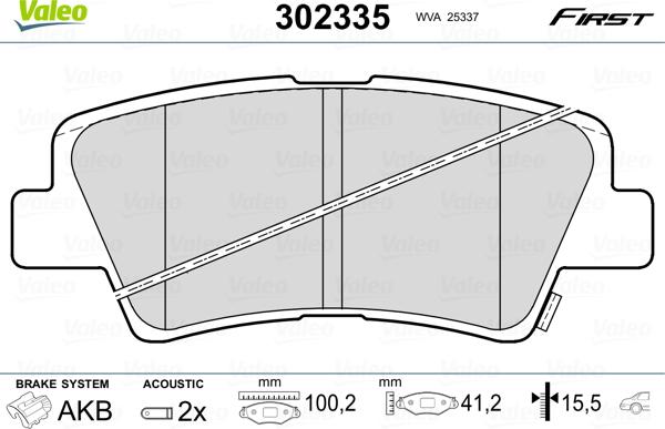 Valeo 302335 - Stabdžių trinkelių rinkinys, diskinis stabdys autoreka.lt