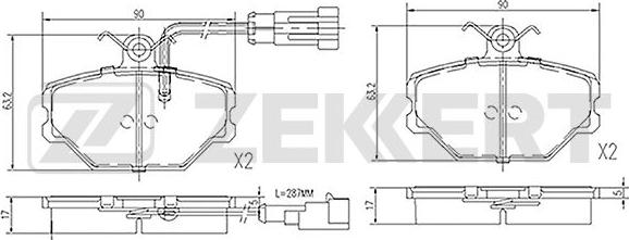 Zekkert BS-1395 - Stabdžių trinkelių rinkinys, diskinis stabdys autoreka.lt