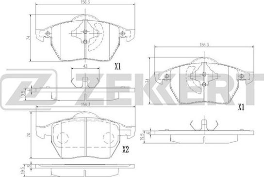 Zekkert BS-1380 - Stabdžių trinkelių rinkinys, diskinis stabdys autoreka.lt