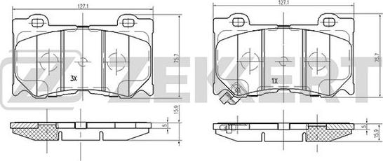 Zekkert BS-2517 - Stabdžių trinkelių rinkinys, diskinis stabdys autoreka.lt