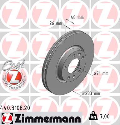 Zimmermann 440.3108.20 - Stabdžių diskas autoreka.lt