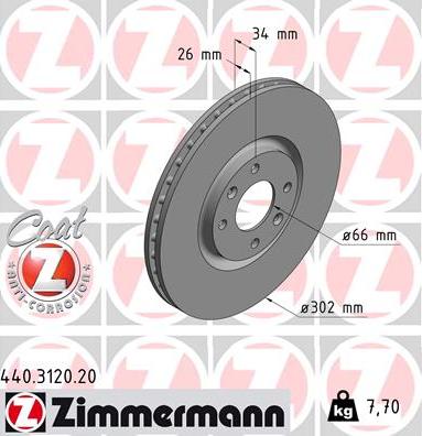 Zimmermann 440.3120.20 - Stabdžių diskas autoreka.lt