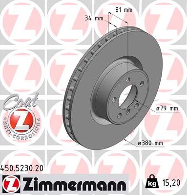 Zimmermann 450.5230.20 - Stabdžių diskas autoreka.lt