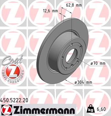 Zimmermann 450.5222.20 - Stabdžių diskas autoreka.lt