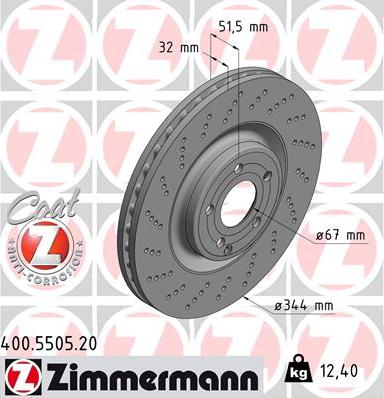 Zimmermann 400.5505.20 - Stabdžių diskas autoreka.lt