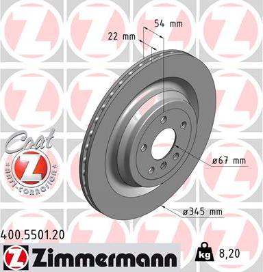 Zimmermann 400.5501.20 - Stabdžių diskas autoreka.lt