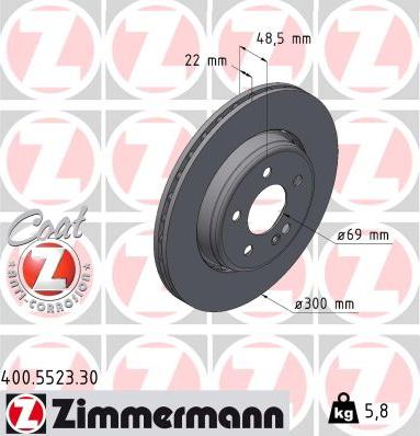 Zimmermann 400.5523.30 - Stabdžių diskas autoreka.lt