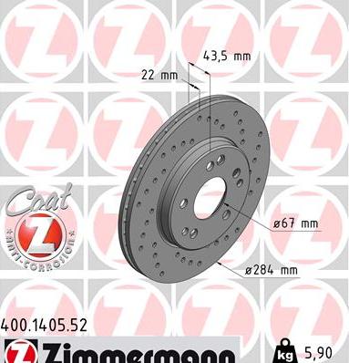 Zimmermann 400.1405.52 - Stabdžių diskas autoreka.lt