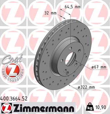 Zimmermann 400.3664.52 - Stabdžių diskas autoreka.lt