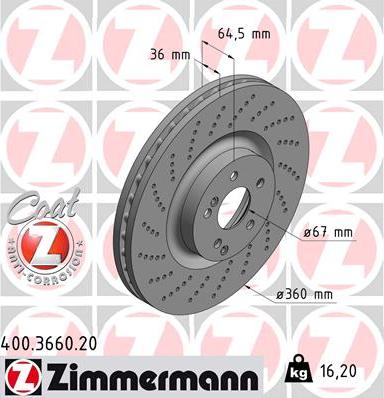 Zimmermann 400.3660.20 - Stabdžių diskas autoreka.lt