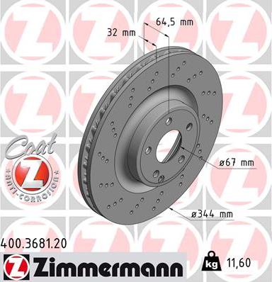 Zimmermann 400.3681.20 - Stabdžių diskas autoreka.lt