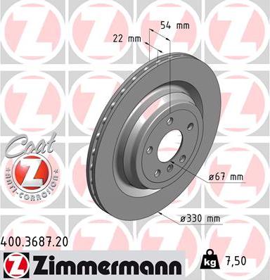Zimmermann 400.3687.20 - Stabdžių diskas autoreka.lt