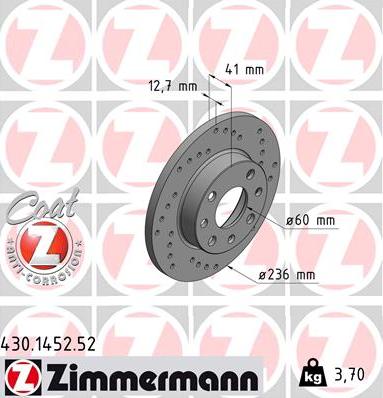 Zimmermann 430.1452.52 - Stabdžių diskas autoreka.lt