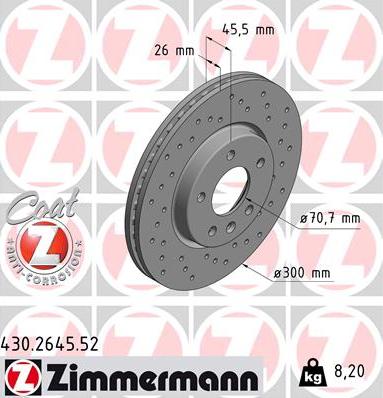 Zimmermann 430.2645.52 - Stabdžių diskas autoreka.lt