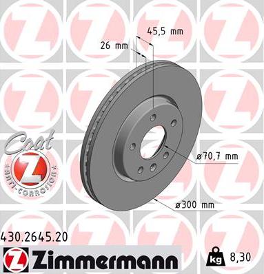 Zimmermann 430.2645.20 - Stabdžių diskas autoreka.lt