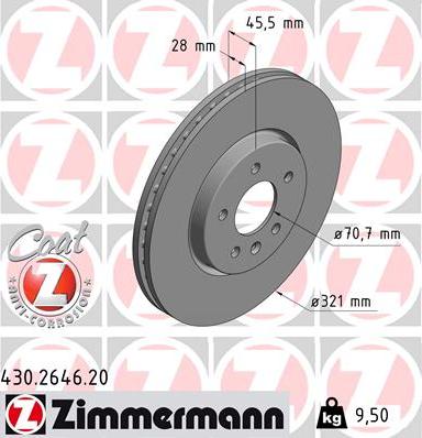 Zimmermann 430.2646.20 - Stabdžių diskas autoreka.lt