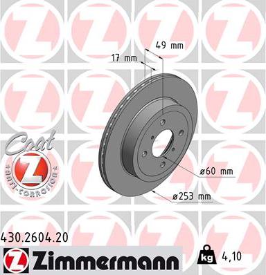 Zimmermann 430.2604.20 - Stabdžių diskas autoreka.lt