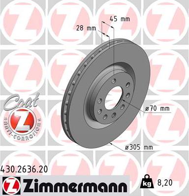 Zimmermann 430.2636.20 - Stabdžių diskas autoreka.lt