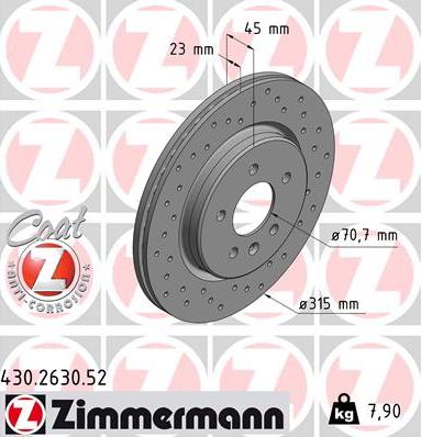 Zimmermann 430.2630.52 - Stabdžių diskas autoreka.lt