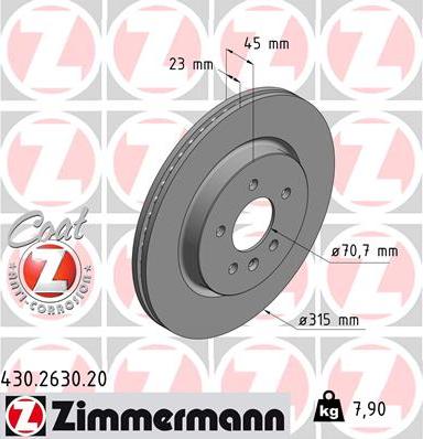 Zimmermann 430.2630.20 - Stabdžių diskas autoreka.lt