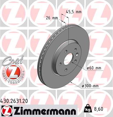 Zimmermann 430.2631.20 - Stabdžių diskas autoreka.lt