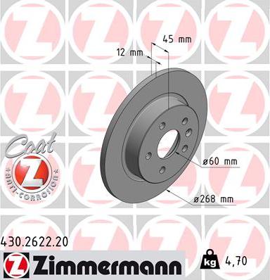 Zimmermann 430.2622.20 - Stabdžių diskas autoreka.lt