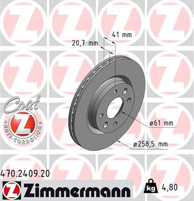 Zimmermann 470.2409.20 - Stabdžių diskas autoreka.lt