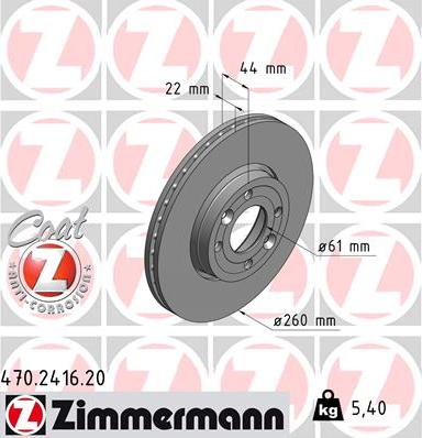 Zimmermann 470.2416.20 - Stabdžių diskas autoreka.lt