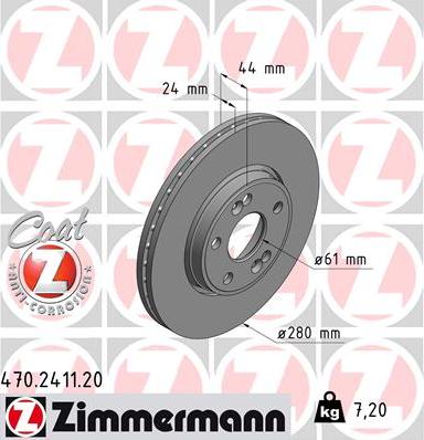 Zimmermann 470.2411.20 - Stabdžių diskas autoreka.lt