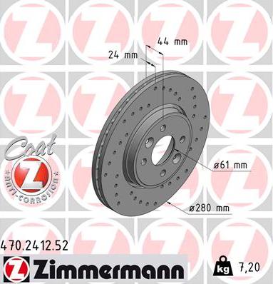 Zimmermann 470.2412.52 - Stabdžių diskas autoreka.lt