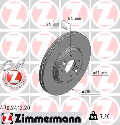 Zimmermann 470.2412.20 - Stabdžių diskas autoreka.lt