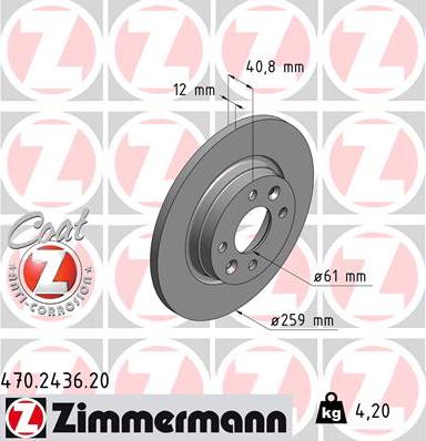 Zimmermann 470.2436.20 - Stabdžių diskas autoreka.lt