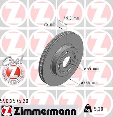 Zimmermann 590.2575.20 - Stabdžių diskas autoreka.lt
