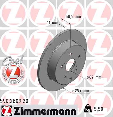 Zimmermann 590.2809.20 - Stabdžių diskas autoreka.lt