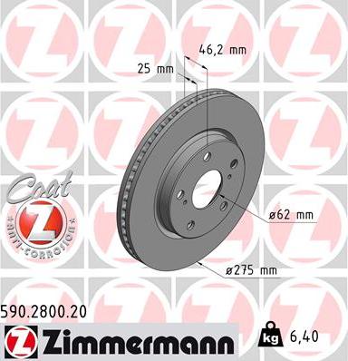 Zimmermann 590.2800.20 - Stabdžių diskas autoreka.lt