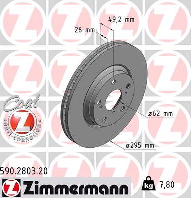 Zimmermann 590.2803.20 - Stabdžių diskas autoreka.lt