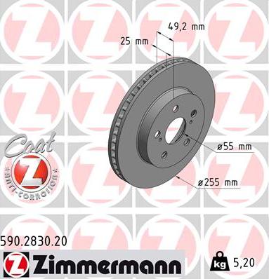 Zimmermann 590.2830.20 - Stabdžių diskas autoreka.lt