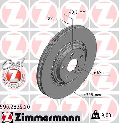 Zimmermann 590.2825.20 - Stabdžių diskas autoreka.lt