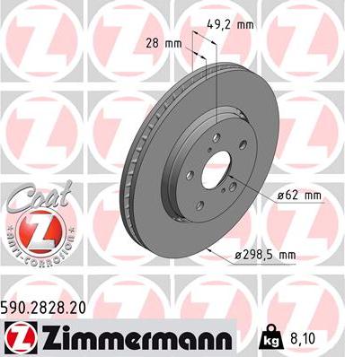 Zimmermann 590.2828.20 - Stabdžių diskas autoreka.lt