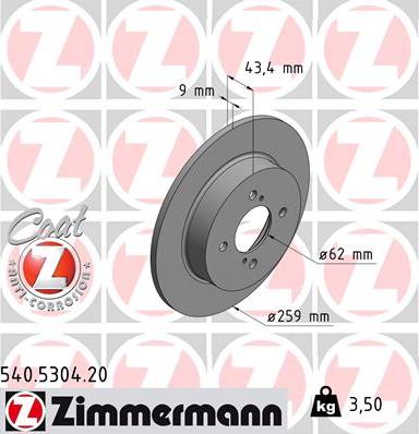 Zimmermann 540.5304.20 - Stabdžių diskas autoreka.lt