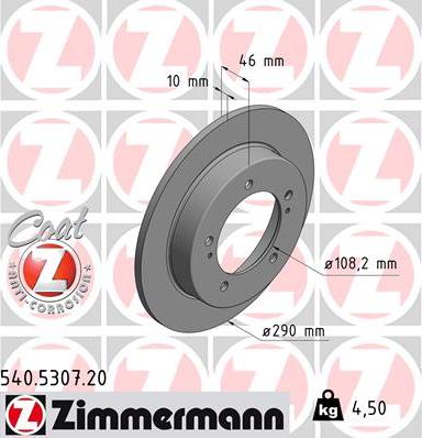 Zimmermann 540.5307.20 - Stabdžių diskas autoreka.lt
