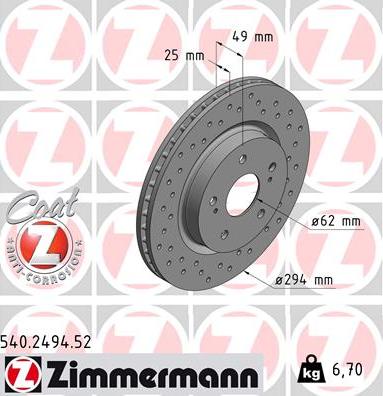 Zimmermann 540.2494.52 - Stabdžių diskas autoreka.lt
