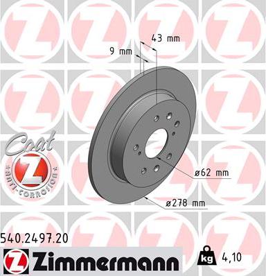 Zimmermann 540.2497.20 - Stabdžių diskas autoreka.lt