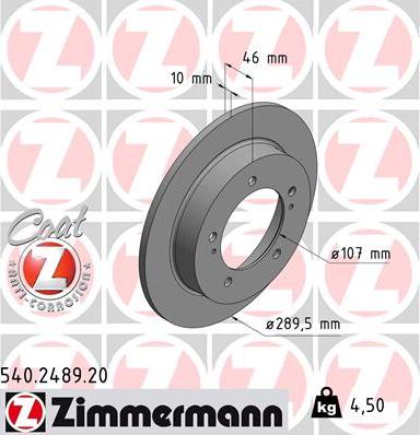 Zimmermann 540.2489.20 - Stabdžių diskas autoreka.lt