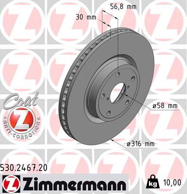 Zimmermann 530.2467.20 - Stabdžių diskas autoreka.lt