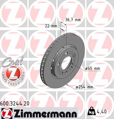 Zimmermann 600.3244.20 - Stabdžių diskas autoreka.lt