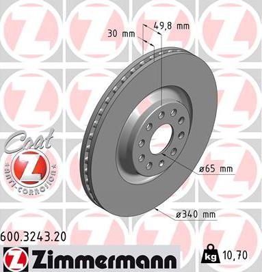 Zimmermann 600.3243.20 - Stabdžių diskas autoreka.lt