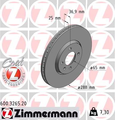 Zimmermann 600.3265.20 - Stabdžių diskas autoreka.lt