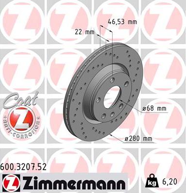 Zimmermann 600.3207.52 - Stabdžių diskas autoreka.lt